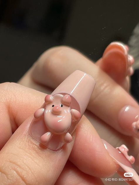 3d Gel Nail Art Design, Claw Nails Designs, Pig Nails, Mickey Nails, 3d Nail Designs, Nail Decor, Gel Nail Art Designs, Nail Art Techniques, Beauty Nails Design