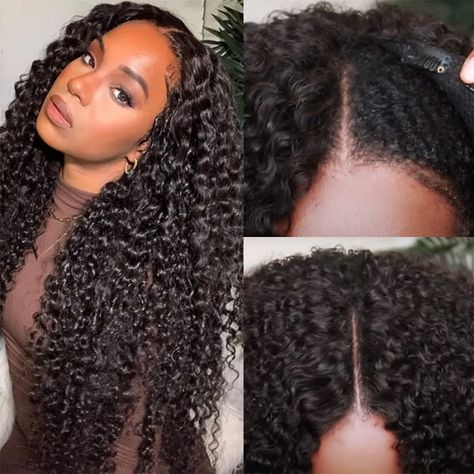 PRICES MAY VARY. 1.Hair Material: V part curly wig hair cut from one donor.Full cuticle aligned. Can be dyed, permed, bleached, styled as your own hair. Bouncy,soft and comfortable. 2. New Upgrade U Part Wig: Glueless v part wig with clips no lace, no gel. Minimal Leave Out, No Sew-in. allow you to wear your own real scalp in your parting area. More natural, easier to install, quicker to put on and take off everyday. 3.Cap Size: Curly v part wig no leave out average wig cap (Circumference:22-22. V Part Wig, Part Wigs, Color Rubio, Virgin Hair Wigs, U Part Wig, U Part Wigs, U Part, Natural Human Hair, Curly Human Hair Wig