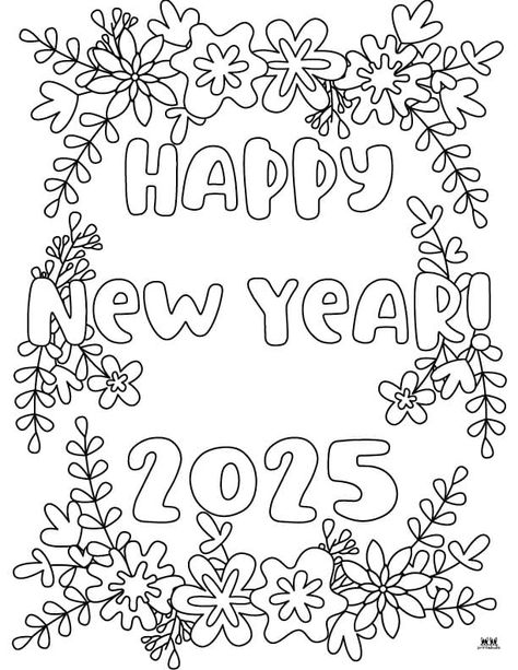 Help keep the kids entertained on New Year's Eve or New Year's Day with these New Year coloring pages. All pages can be printed from home. 100% FREE! Months Of The Year Drawings, New Year Coloring Pages Free Printable, New Year Colouring Pages, New Years Coloring Page, Happy New Year Coloring Pages, January Coloring Pages, Christmas Concert Ideas, New Year Doodle, Winter Break Activities