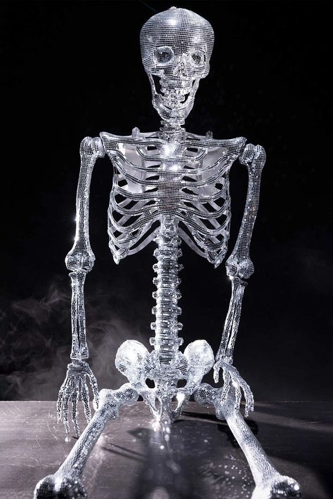 This groovy 6-foot tall posable skeleton is adorned with over 97,200 mirror facets that reflect sparkling beams of light in every direction as it slowly spins. 🪩💀 Disco Ball Skeleton, Disco Skeleton, Posable Skeleton, Beams Of Light, Halloween Apothecary, Halloween Outdoor, Outdoor Halloween, Outdoor Ideas, Disco Ball