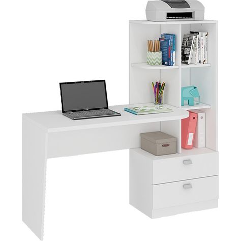 Compre Mesa para Computador com 2 Gavetas e 5 Prateleiras Elisa – Permóbili - Branco | Marabraz Horizontal Murphy Bed, Modern Murphy Beds, Home Entertainment Centers, Murphy Bed Diy, Murphy Bed Plans, Study Room Decor, College Dorm Rooms, Murphy Bed, Decorate Your Room