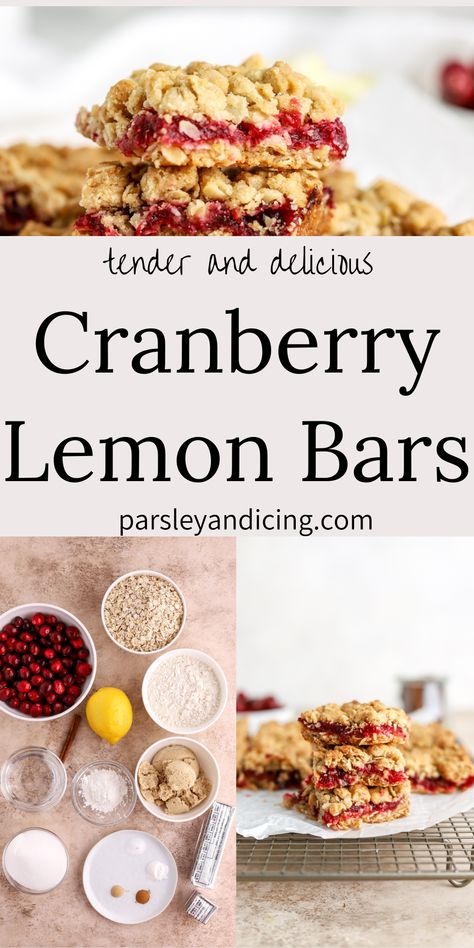 Cranberry lemon bars. You’ll want to have these tart, sweet bars on hand for breakfast, dessert or for snacking this month The cranberry sauce is homemade but super easy and makes these SO GOOD. Also the crust and topping is tender and delicious and made from the same simple mixture. Cranberry Sauce Bars, Cranberry Lemon Bars, Cranberry Oatmeal Bars, Lemon Cranberry, Rhubarb Coffee Cakes, Sweet Bars, Banana Coffee Cakes, Cranberry Bars, Icing Recipes