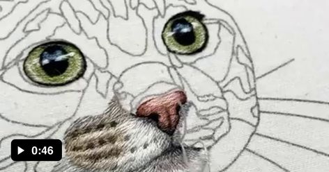 884 points • 17 comments Embroidery Video, Face Embroidery, Cat Embroidery, Embroidery Hand, Cats Artists, Needlepoint Stitches, Brazilian Embroidery, Thread Painting, Embroidery Craft