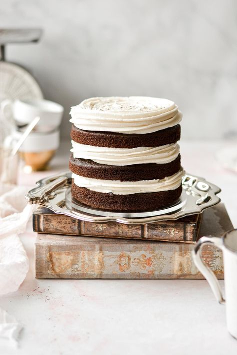 Smudge Cake Frosting, Spice Cake Buttercream Frosting, Spiced Buttercream Frosting, Frosting Photography, Frosting For Spice Cake Simple, Mocha Buttercream Cake, Kitchen Cream, American Buttercream Recipe, Orange Cinnamon Rolls