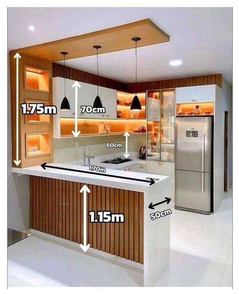 Breakfast Counter, Desain Pantry, Simple Kitchen Design, Kitchen Layout Plans, Kitchen Design Modern White, Modern Kitchen Interiors, Kitchen Interior Design Decor, Kitchen Design Modern, Kitchen Interior Design Modern