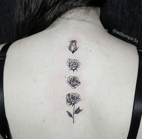 Tattoo Seasons, Rose Blooming Tattoo, Blooming Rose Tattoo, Blooming Flower Tattoo, Sweets Tattoo, Bloom Tattoo, Sweets Ideas, Jagua Henna, Side Neck Tattoo