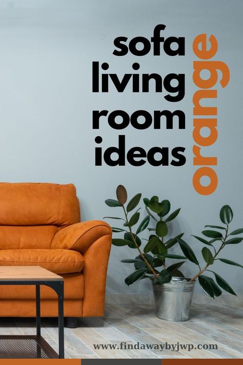 Orange sofa living room ideas. For a living room with a modern, mid-century look, the combination of an orange sofa and walnut furniture is a perfect choice. Orange Sofa Living Room Ideas, Orange Sofa Living Room, Walnut Furniture Living Room, Sofa Living Room Ideas, Orange Living Room, Orange Sofa, Walnut Furniture, Living Room Orange, Orange Decor