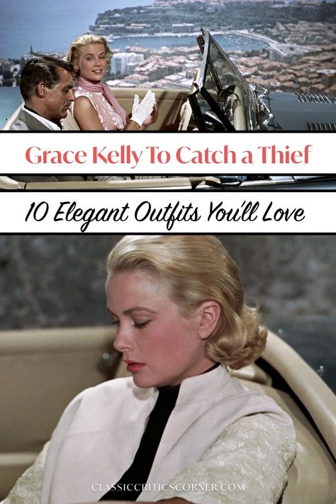 To Catch a Thief Grace Kelly - 10 Elegant Outfits You’ll Love 1950s Fashion Teenagers, 1950s Fashion Casual, Grace Kelly Dresses, Grace Kelly Style, Alfred Hitchcock Movies, Hitchcock Film, Old Hollywood Fashion, To Catch A Thief, Princess Grace Kelly