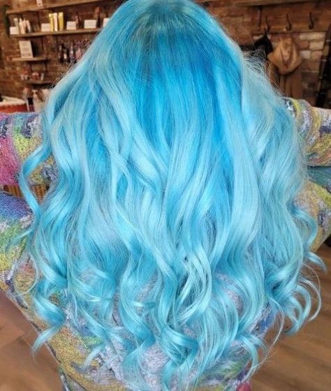 Directions Hair Colour on Instagram: "Comment your fave blue emoji below for some colour appreciation 🧊🐬💧 @hairbysjl using 💙Pastel Blue 💙Turquoise 🛒 #directionshair #directionshaircolour #semipermanent #hairstyles #hairideas #hairoftheday #hairinspo #hairtrends #hairgoals #instahair #colourfulhair #hairlove #vividhair #hair #haircolour #vegan #colour #hairdye #veganhair #crueltyfree" Bubblegum Blue Hair, Directions Hair Colour, Pastel Blue Hair, Cardinal Tattoos, Vivid Hair, Blue Emoji, Vegan Hair, Cyan Blue, Hair Color Blue