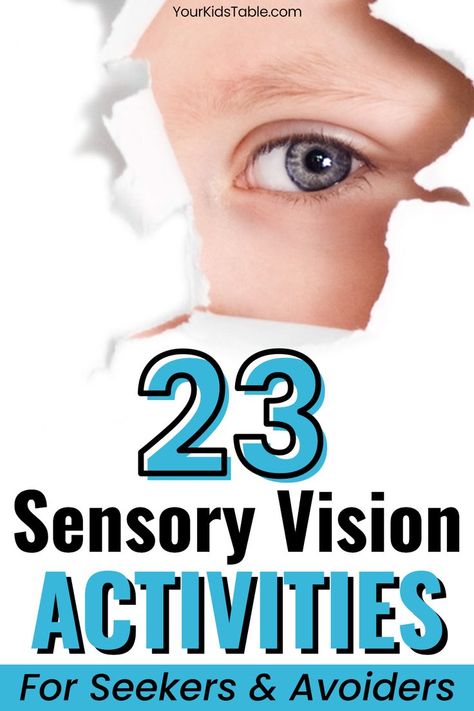 20 fun and creative visual sensory activities your child will love, plus why visual sensory processing is important, and how to help with visual sensory difficulties in kids. Hearing Sensory Activities, Visual Seeking Activities, Visual Stimming Activity, Sensory Activities For Special Needs, Visual Stimulation Activities, Visual Sensory Activities, Tactile Sensory Activities, Activities For 1st Graders, Sensory Strategies