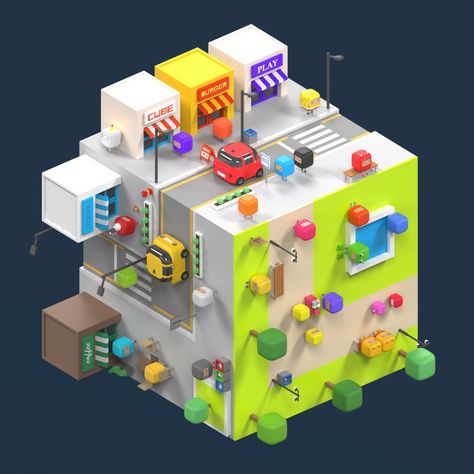 Cube Planet on Behance Isometric Cube, Cube World, Lab Design, Low Poly Games, Unity Games, Art Optical, Isometric Art, Isometric Design, Isometric Illustration