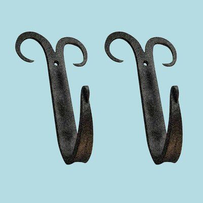 The Renovators Supply Inc. 2 Coat Hat Robe Hook Wrought Iron Black Scroll 5" | Renovator's Supply Hooks For Towels, Wrought Iron Hooks, Victorian Hallway, Blacksmith Projects, Wall Mounted Hooks, Robe Hooks, Iron Hook, Hat Hooks, Robe Hook