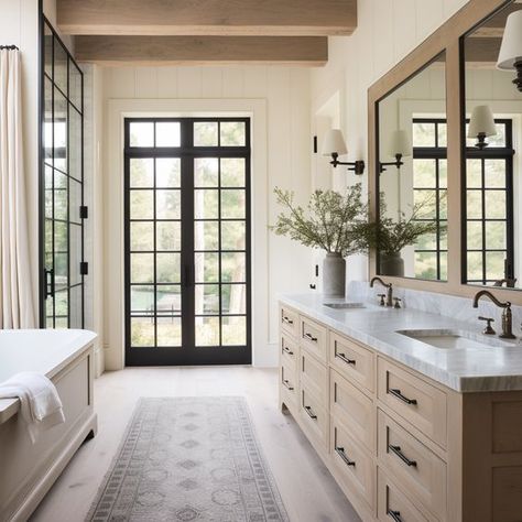 Modern Farmhouse Bathrooms, Drømme Bad, Bathroom Master, Lighting Sconces, Luxe Interiors, House Bathroom, Beautiful Bathrooms, Dream Home Design, Bathroom Inspiration