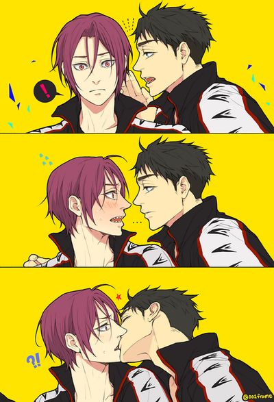 #tv_free Sosuke stealing a kiss from Rin~<3 >.< [credits:002frame] Yamazaki Sousuke, Sousuke Yamazaki, Rin Matsuoka, Free Eternal Summer, Splash Free, Free Iwatobi Swim Club, Free Iwatobi, Dreamcore Weirdcore, Eternal Summer