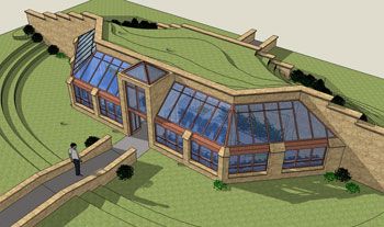 a larger earth sheltered greenhouse design Earth Sheltered Homes Plans, Earthship Exterior, Efficient Architecture, Earthship Design, Greenhouse Design, Earth Sheltered Homes, Eco Buildings, Earthship Home, Earth Sheltered