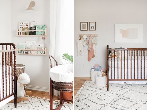 Jenny Lind Crib Nursery, Nursery Natural Wood, Jenny Lind Nursery, Natural Wood Nursery, Nursery Minimalist, Jenny Lind Crib, Soft Nursery, Crib Nursery, Restoration Hardware Baby