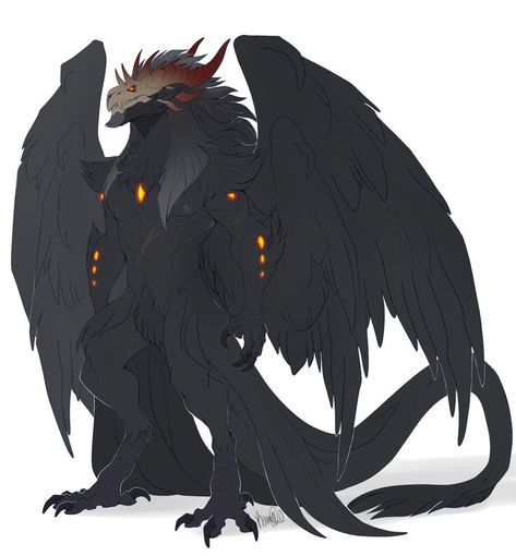 Raven Monster, Dragon Dnd, Humanoid Dragon, Humanoid Creatures, Creature Artwork, Fantasy Beasts, Creature Drawings, Monster Concept Art, Dragon Artwork