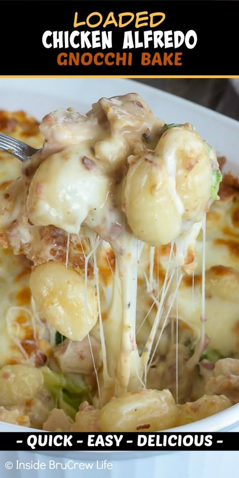 Alfredo Gnocchi Bake, Chicken Alfredo Gnocchi, Gnocchi Alfredo, Alfredo Gnocchi, Gnocchi Bake, Gnocchi Recipes Easy, Gnocchi Recipes Homemade, Cheesy Chicken Casserole, Alfredo Sauce Recipe Easy