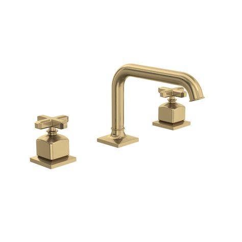 ROHL Apothecary Widespread Bathroom Faucet with U-Spout and Cross Handle - Antique Gold | Model Number: AP09D3XMAG - House of Rohl Old Apothecary, House Of Rohl, Widespread Faucet, Bar Faucets, Apothecary Bottles, Widespread Bathroom Faucet, Tub Filler, Lavatory Faucet, Gold Models