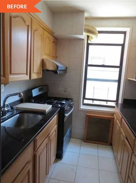 Small Nyc Apartment Kitchen Ideas, Galley Kitchen With Sink And Stove On Same Side, Pantry In Galley Kitchen, Galley Kitchen With Sliding Glass Door, Galley Kitchen With Door At End, Small Galley Kitchen Paint Ideas, Apartment Galley Kitchen Remodel, Tiny Gallery Kitchen, Galley Kitchen Transformation