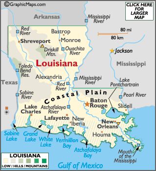 Minnesota Mountain Ranges | Louisiana Map / Geography of Louisiana/ Map of Louisiana - Worldatlas ... Map Of Louisiana, Vermillion Lakes, Louisiana History, Louisiana Map, Louisiana Cajun, Louisiana Usa, Louisiana Art, Physical Map, North America Map