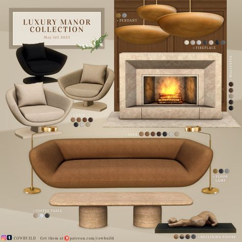 Luxury Manor, Royal Bedroom Design, Living Room Sims 4, Sims 4 Cc Furniture Living Rooms, Mod Furniture, Sims Packs, The Sims 4 Pc, Sims 4 Bedroom, Sims 4 Clutter