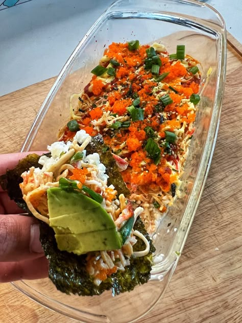 The BEST Cauliflower Sushi Bake — Angiela Eats - Quick, Easy, & Delicious Recipes Sushi Bake Recipe Easy, Bake Sushi, Cauliflower Sushi, Easy Sushi Bake, Paleo Sushi, Sushi Bake Recipe, Deconstructed Sushi, Crab Bake, The Best Cauliflower