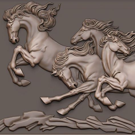 Horses Sculpture, Wood Horse Sculpture, Horse Mural, 3d Wall Art Sculpture, Horse Sculpture Abstract, Styrofoam Art, Mural Art Design, Horses Sculptures & Statues, Carved Wood Wall Art