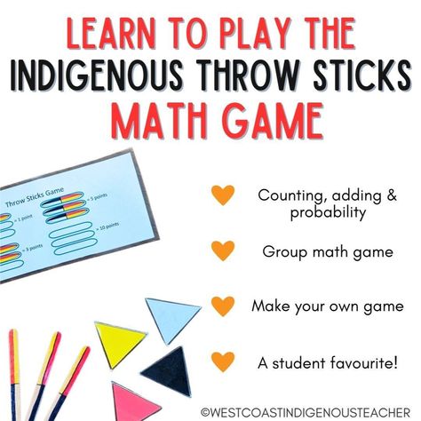 Looking for a fun game to help you limp through these last few weeks? ;) this is a student FAVE. Bonus: it's an Indigenous game & a math game! Create your own throw sticks game and get playing! ⁣ ⁣ #elementaryteacher #mathgames #indigenouseducation #teachergram #education #middleschoolteacher #lesson Indigenous Games, Make Your Own Game, Indigenous Education, Fun Math Games, Math Game, Middle School Teachers, Elementary Teacher, Fun Math, Math Games