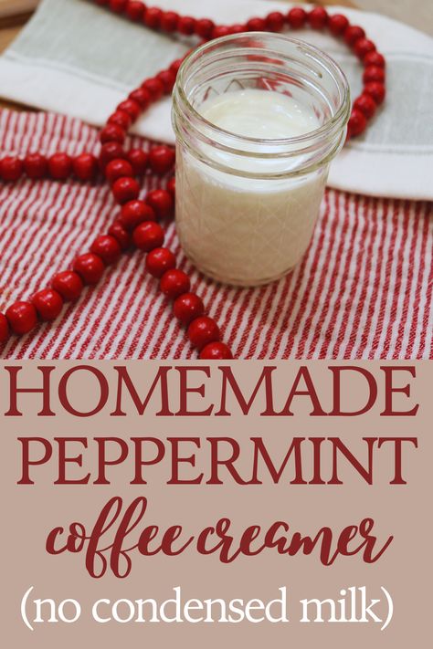 This simple homemade coffee creamer recipe is made without condensed milk! You’ll use 4 simple ingredients to make a delicious peppermint creamer that you can enjoy all season long. Make peppermint lattes, peppermint iced coffees, or whatever other peppermint flavored drink you prefer! #coffeecreamerrecipe #homemadecreamer #peppermintcoffee #starbuckscopycat #easylatte #peppermintflavor Homemade Coffee Creamer No Condensed Milk, Peppermint Mocha Coffee Creamer Recipe, Peppermint Creamer Homemade, Homemade Peppermint Coffee Creamer, Healthy Peppermint Mocha Creamer, Dairy Free Creamer Recipe, Homemade Peppermint Mocha Coffee Creamer, Peppermint Creamer Recipe, Dairy Free Peppermint Mocha Creamer