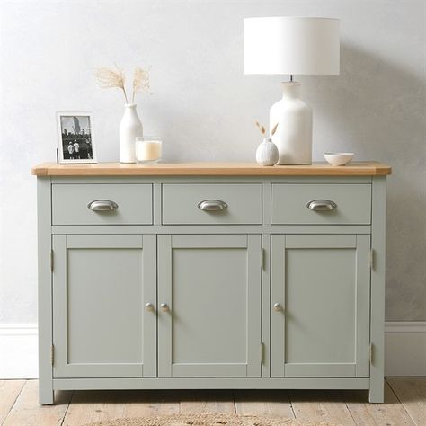 Sage Buffet Cabinet, Sage Green Drawers, Sage Green Buffet Cabinet, Sage Green Sideboard, Sage Sideboard, Side Board Ideas, Green Buffet Cabinet, Painted Sideboard Ideas, Sage Furniture