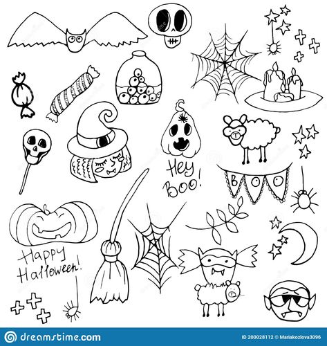 Halloween+illustration+vector+collection.+Cute+clip+art+set+in+spooky+theme.+Autumn+October+holiday+seasonal+graphic+elements+design.+Cartoon+drawing+in+simple+flat+style+halloween+theme+in+vector Graphic Elements Design, Spooky Sweets, Cute Clip Art, Theme Illustration, October Holidays, Autumn October, Elements Design, Halloween Illustration, Cartoon Drawing