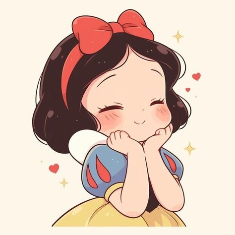 Cartoon Drawings Disney Princesses, Chibi Snow White, Pfp Asthetic Picture, Desiny Princesses, Snow White Stickers, Snow White Icon, Chibi Disney Princess, Kawaii Disney Princess, Disney Princess Icon