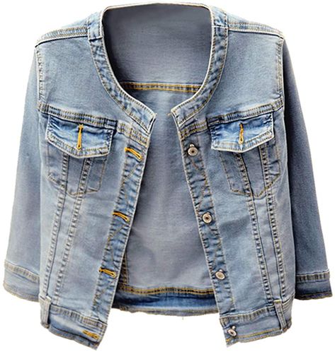 Collarless Denim Jacket, Ropa Upcycling, Jeans Coat, Collarless Jacket, Crop Jean Jacket, Jean Jacket Women, Short Denim, Short Jeans, Denim Jacket Women