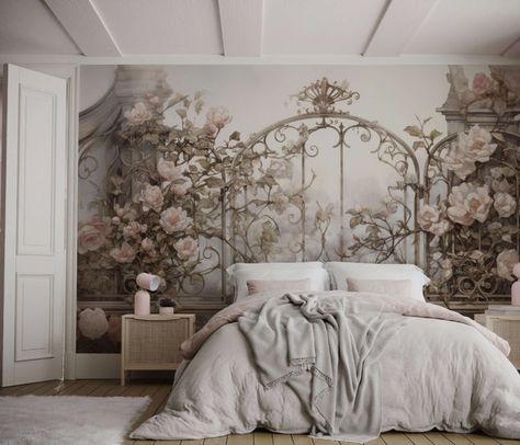 Rococo Style Bedroom, Dreamy Bedrooms Romantic, Cornice Box, Rococo Era, Wood Valance, Rococo Interior, Metal Fencing, Dining Room Wallpaper, Luxury Marble