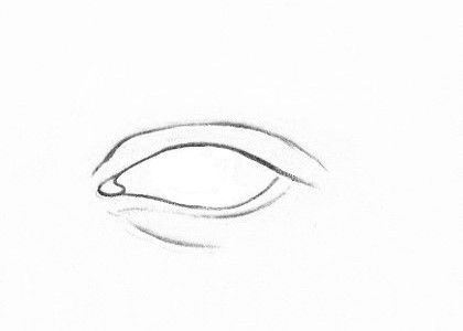 Close observation is very important when starting the line drawing of an eye. You must pay particular attention to the difference in shape between the upper and lower eyelids. Each eye is unique and the more acute your observation, the more accurate a likeness you will achieve. Eyes Outline Drawing, Eye Drawing Outline, Eyes Outline, How To Draw Eyes Closed, Eye Shape Drawing, Eye Template, Eye Outline, Pencil Sketches Easy, Realistic Eye Drawing