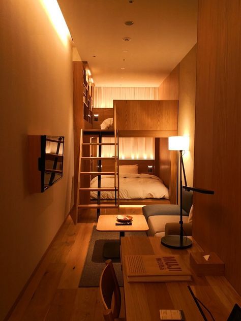 Individual Space In Shared Room, Tiny Room Ideas Bedrooms For Two, Hostel Room Ideas, Room Decor Hostel, Hostel Decor, Hostel Room Makeover, Muji Hotel, Small Room Makeover, Tiny Loft