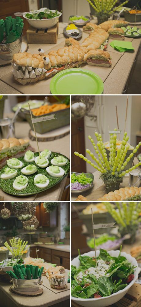 13 zoo themed first birthday party food ideas Monkey Snacks, Zoo Themed Party, Alligator Birthday Party, Alligator Birthday Parties, Gator Party, Crocodile Party, Swamp Party, Alligator Party, Alligator Birthday