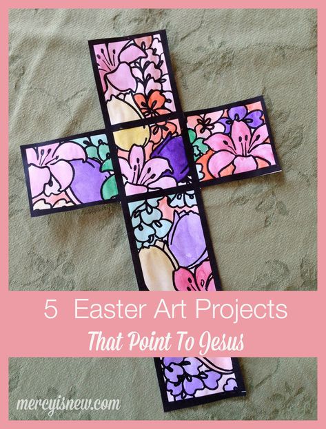 5 Easter Art Projects That Point To Jesus @mercyisnew.com Christian Art Projects, Easter Art Projects, Easter Art Lessons, Christian Easter Art, Easter Religious Crafts, Easter Art Project, Craft Easter, Easter Crafts For Adults, Easter Arts And Crafts