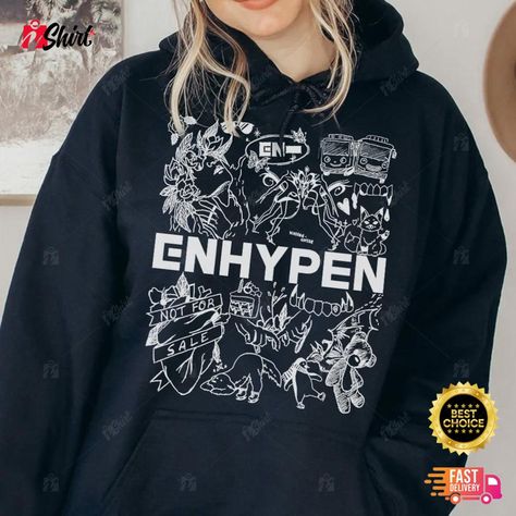 Kpop Doodle Art, Enhypen Hoodie, Kpop Hoodies, Enhypen Merch, Kpop Prints, Hoody Kpop, Kpop Design, Kpop Tshirt, Art Hoodie