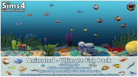 Sims 4 Pets Mod, Custom Aquarium, Sims 4 Cas Mods, Baby Fish, New Mods, Jungle Adventure, Floor Decal, Sims 4 Build, Outdoor Retreat