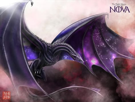 **Commissioned Artwork** . . A dragon with a more magical hue! . Nova “The Night Queen” . Client didn’t provide background story for this… | Instagram Seasmoke Dragon, Drogon Viserion Rhaegal, Got Dragon Eggs, Queen Of Dragons, Background Story, Dragon Names, Legendary Dragons, Mythical Creatures Fantasy, Got Dragons