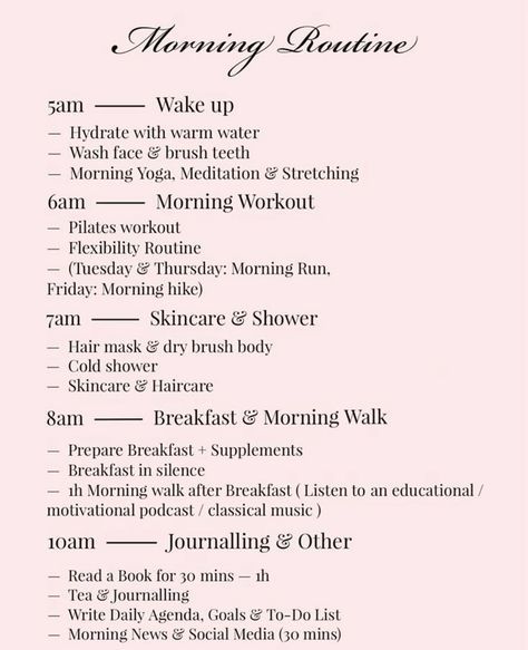 Healthy Daily Routine Schedule For Women, Day Routine Aesthetic, Healthy Daily Routine Schedule, Coquette Motivation, It Girl Morning Routine, Weekend Morning Routine, Morning Routine Chart, Daily Routine Habits, Toxic Workplace