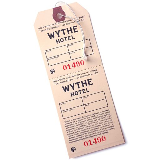 Wythe Hotel Branding on Behance Hotel Signage, London Club, Wine Key, Wythe Hotel, Hotel Card, Boutique Inspiration, Williamsburg Brooklyn, Vintage Hotels, Hotel Amenities