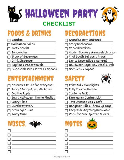 Free Printable Halloween Party Checklist Template Halloween Party Checklist, Cleaning Checklist Template, Bingo For Kids, Free Printable Halloween, Back To School Checklist, To Do Checklist, Calendar Activities, Printable Puzzles For Kids, School Checklist