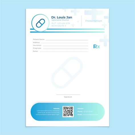 Free vector gradient prescription templa... | Free Vector #Freepik #freevector #prescription-template #doctor-prescription #medical-prescription #prescription Medical Prescription Design, Prescription Template, Doctor Prescription, Prescription Pad, Doctor For Kids, Vector Gradient, Pad Design, Medical Prescription, Carbon Footprint