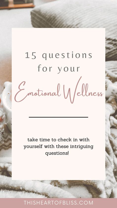 Your emotional wellness and wellbeing is important. Check out these 15 amazing questions for emotional wellness to up your wellness today! Wellness, Health, Emotional Wellness Tips, Self Improvement Wellness Questions, Check In With Yourself, Best Questions, Growth Inspiration, Healing Practices, Positive Work Environment, Questions To Ask Yourself, Health Wellbeing, Wellness Wednesday