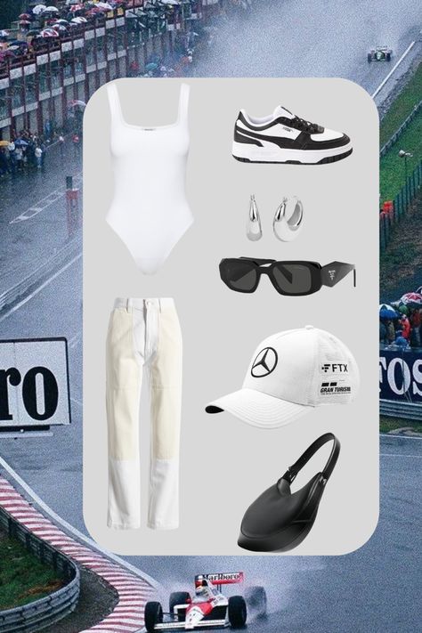 Mercedes F1 Outfit Women, F1 Outfit For Women Mercedes, Mercedes F1 Outfit, Mercedes Woman, F1 Outfit For Women, Paddock Outfit, Mercedes Outfit, F1 Fits, F1 Party