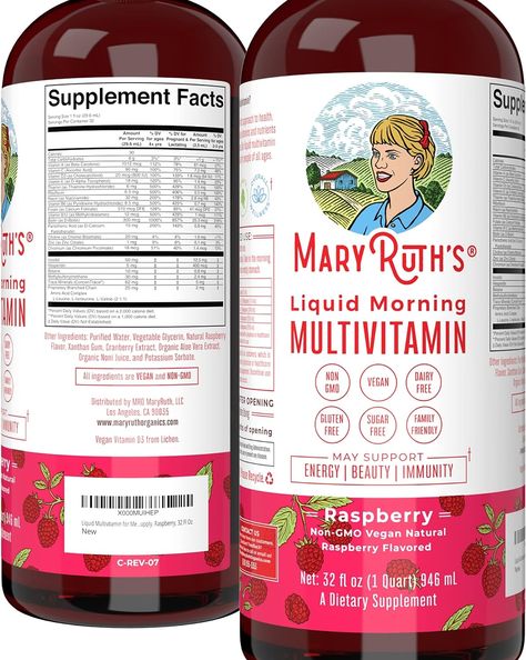 Multivitamin Multimineral for Women Men & Kids by MaryRuth's | No Added Sugar | Vegan Liquid Vitamins for Adults & Kids | Mens, Womens Multivitamin | Energy & Beauty Booster | Non-GMO | 32 Fl Oz Best Womens Multivitamin, Cranberry Extract, Liquid Vitamins, Aloe Vera Extract, Vegetable Glycerin, Hair Maintenance, Multivitamin, Non Gmo, Probiotics