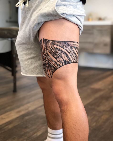 TATTOOS — Kiwi Burt Thigh Band Tattoo, Leg Band Tattoos, Tato Maori, Thigh Tattoo Men, Upper Thigh Tattoos, Tattoo Band, Geometric Sleeve Tattoo, Polynesian Tattoo Designs, Cross Tattoos